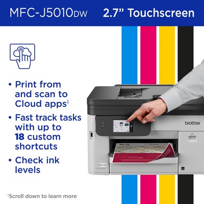 Brother INKvestment MFC-J5010DW Wireless Color All-In-One Inkjet Printer, Best for Home Office