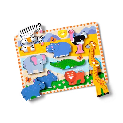 Melissa & Doug  8-Piece Safari Chunky Puzzle, 12 Puzzles/Pack (50202-CASE)