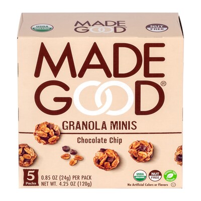 Madegood Chocolate Chip Granola Minis, 0.85 oz., 5/Pack, 6 Packs/Carton (307-00404)