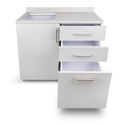 Viva Comfort 36.32"H x 36"W Exam Room Medical Cabinet With Sink, 3-Drawers, Gray (ADI902-B-36-L-GRY)