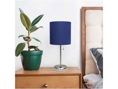 Creekwood Home Oslo LED Table Lamp, Brushed Steel/Navy Blue (CWT-2012-NV)