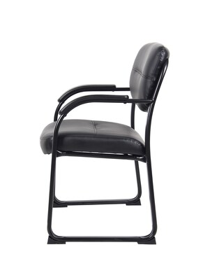 Boss Leather Sled Base Side Chair with Arms, Black (9519)