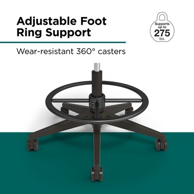 Workplace2.0™ Bedford Fabric Task Stool with Footrest and Lumbar Support, Black (UN60992)