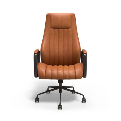 Staples® Laconia Ergonomic Leather Swivel Manager Chair, Brown (HLC-3932)