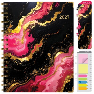 2027 Excello Brands 9 x 11 Weekly & Monthly Standard Planner, Paperboard Cover, Dark Gold Marble (FSHN-CY27-8511-55)