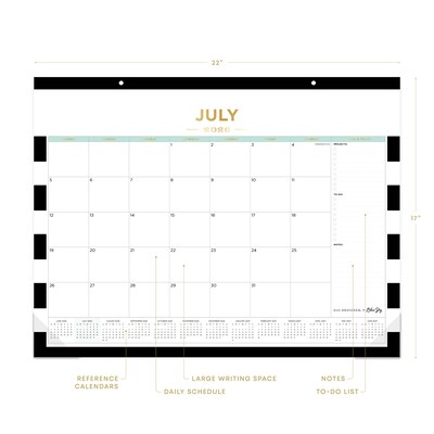 2026-2027 Blue Sky Rugby Stripe 17 x 22 Academic Monthly Wall Calendar, Assorted Colors (138443-A27)
