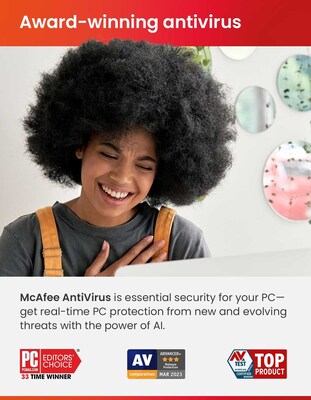 McAfee AntiVirus for 1 User, Windows, Product Key Card (MAB21EST1RAAM)