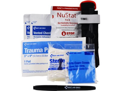 First Aid Only Bleeding Control Kit Critical Essentials Plastic Bag, Limb, Chest & Torso Wounds, 10 Pieces (91137)