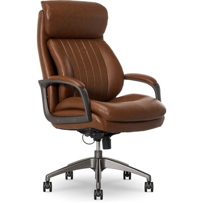 La-Z-Boy Nova Ergonomic Polyurethane Swivel Executive Chair, Cognac (52372-CBRN)