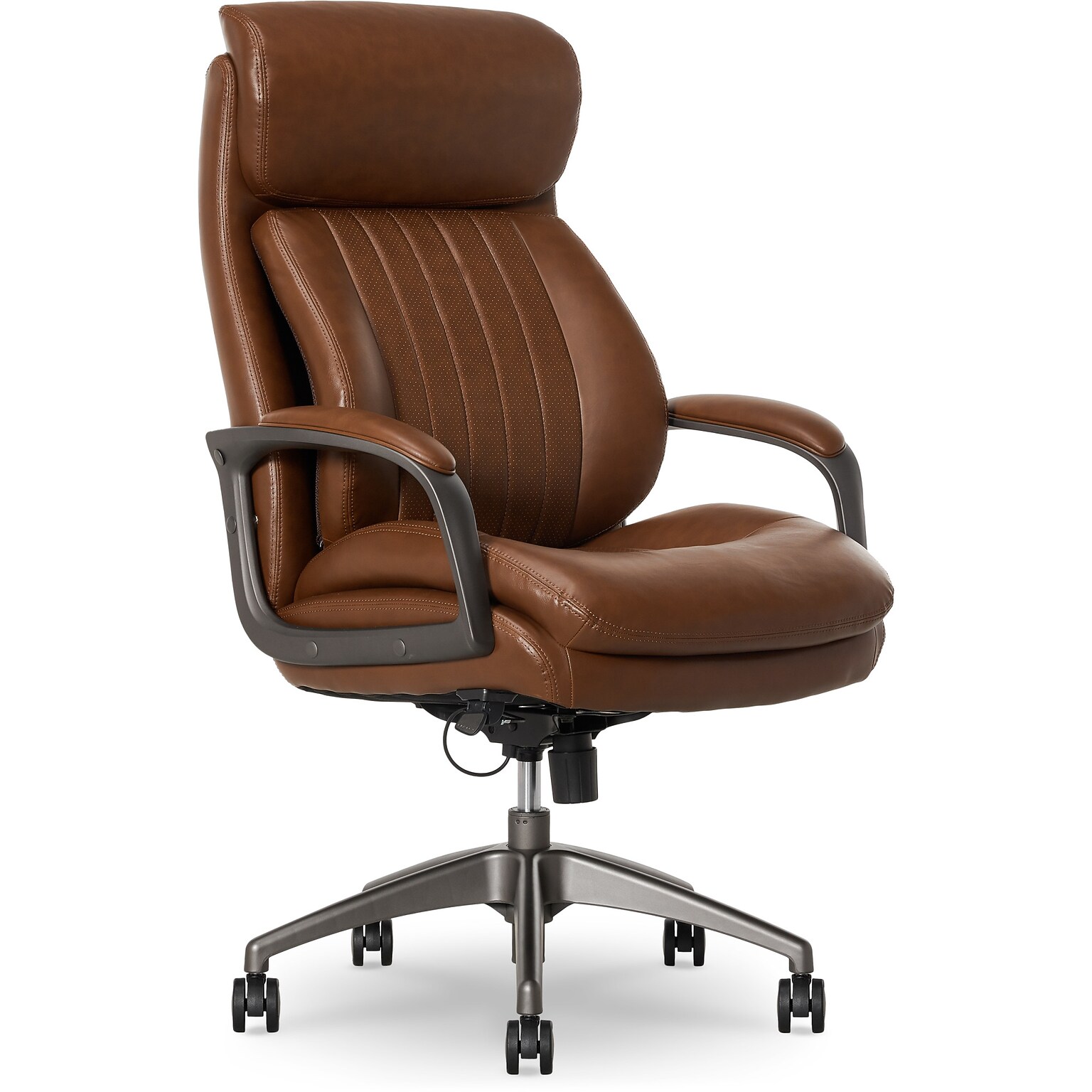 La-Z-Boy Nova Ergonomic Polyurethane Swivel Executive Chair, Cognac (52372-CBRN)