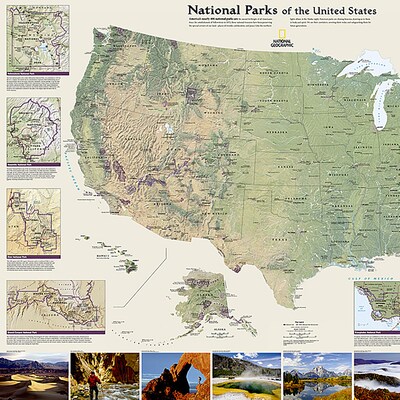 National Geographic National Parks of the United States Map, Laminated, 42 x 30 (NGMRE01020602)