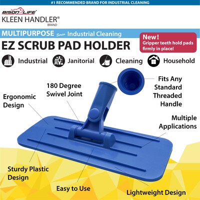 BISON LIFE EZ Scrub Cleaning Pad Holder, Blue, 12/Pack (BPKH-MS-KTSH-B-12A)