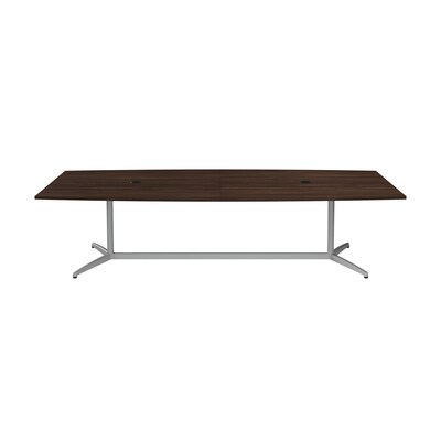 Bush Business Furniture 120W x 48D Boat Shaped Conference Table with Metal Base, Black Walnut (99TBM