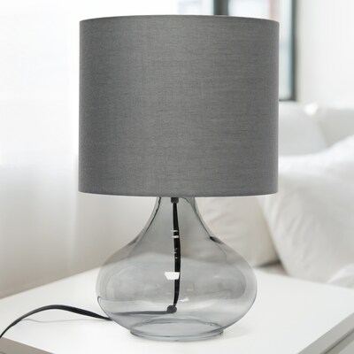 Creekwood Home Modern Glass 13.75" LED Table Lamp, Smoke/Gray (CWT-1014-SG)