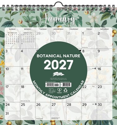2027 Willow Creek Botanical Nature 12 x 12 Monthly Wall Calendar, Assorted Colors (65587)