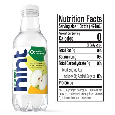 Hint Crisp Apple Flavored Water, 16 oz., 12/Carton (00104)