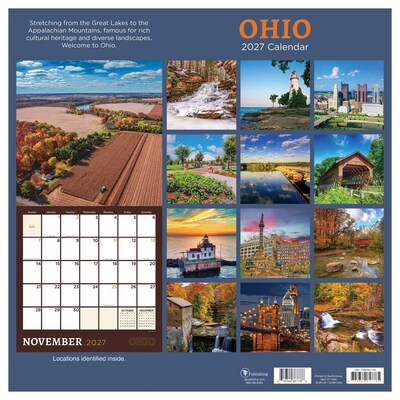 2027 TF Publishing Ohio 10" x 12" Monthly Wall Calendar, Multicolored (27-1040)