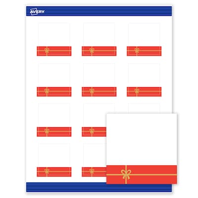 Avery Gold-Red Gift Matte Blank Card, White, 120/Pack (S00-FG6)