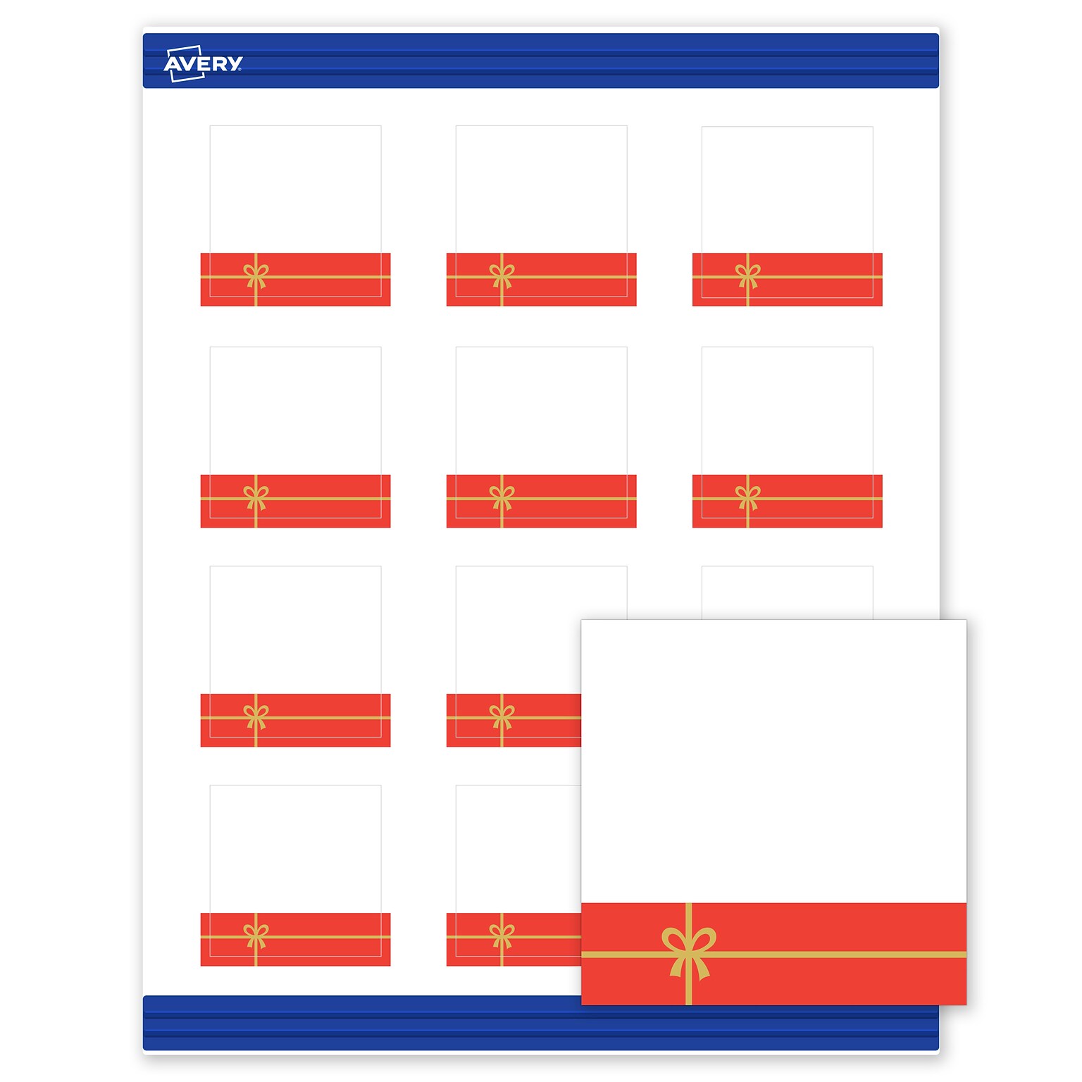 Avery Gold-Red Gift Matte Blank Card, White, 120/Pack (S00-FG6)