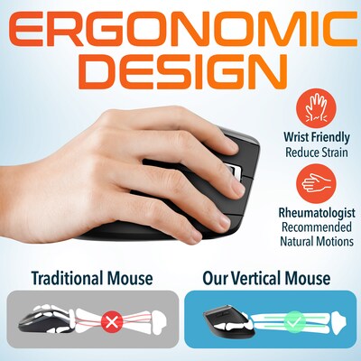 Delton S20 Wireless Ergonomic Optical Mouse, Black (DMS20-WB)