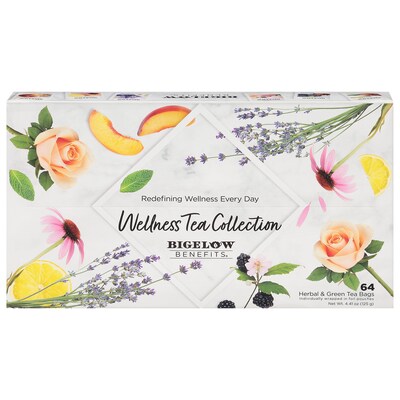 Bigelow Benefits Wellness Caffeinated Assorted Tea Bags, 64/Box (54568)