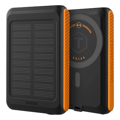 ToughTested ROC 5 MagSafe Wireless 5,000-mAh Solar Qi Power Bank with Flashlight, Black/Orange (TT-PBW-5C)