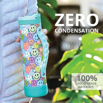 Elemental Iconic Pop Stainless Steel Triple Wall Insulated Water Bottle, 20 oz., Graffiti Smile (EML