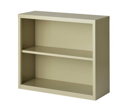 Lorell Fortress Series 2-Shelf Bookcase, 34.5W x 13D x 30H, Putty (LLR41281)