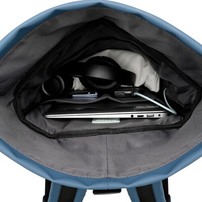 SwissDigital LAMONE Rolltop Laptop Compatible Backpack, Medium, Dark Blue (SD1681-16)