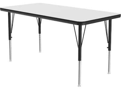 Correll Rectangular Activity Table, 60 x 24, Height-Adjustable, Frosty White/Black (A2460DE-REC-80
