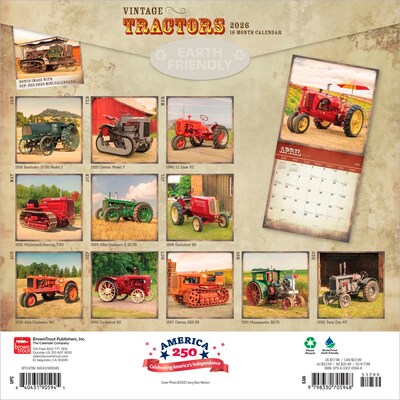 2026 BrownTrout Vintage Tractors 12 x 12 Monthly Wall Calendar (9798330705948)