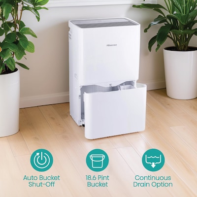 Hisense 50-Pint Dehumidifier, 3-Speed, Covers up to 4500 sq. ft., White (ADH50K26)