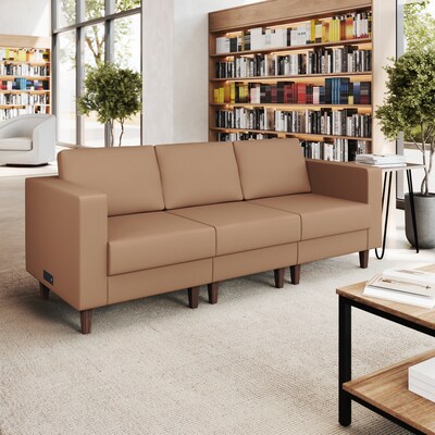 Flash Furniture Hercules Artemis LeatherSoft Reception Sofa, Cognac (ZB89213SCOGNAC)