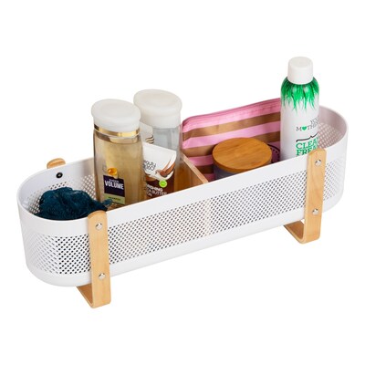 Mind Reader 2-Compartment Plastic Desk Organizer, White (DEBASK-WHT)