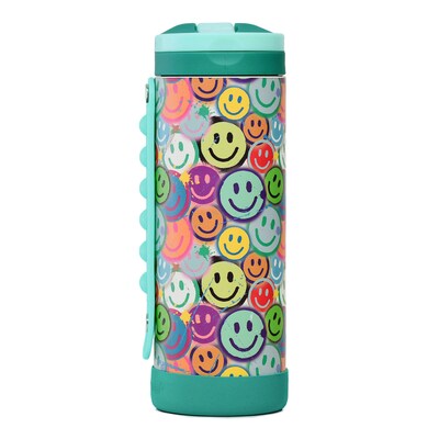 Elemental Iconic Pop Stainless Steel Triple Wall Insulated Water Bottle, 14 oz., Graffiti Smile (EMLEB14SM31P)