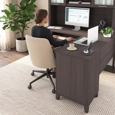 Bush Home Somerset 60"W L Shaped Computer Desk with Hutch, Storm Gray (SET002SG)