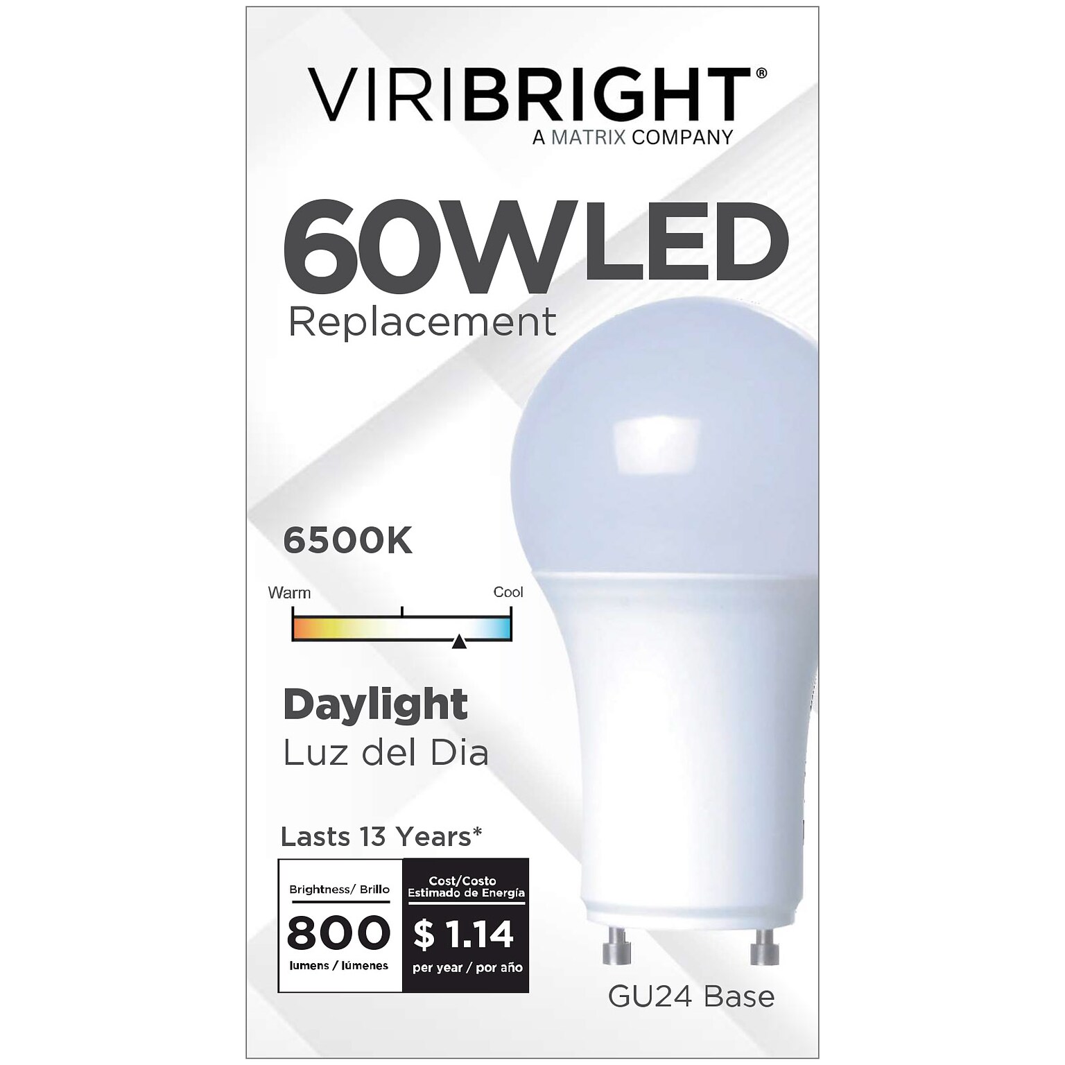 Viribright 9.5 Watts Daylight LED Household Bulb, 4/Box (640557)
