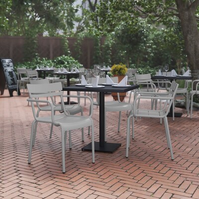 Flash Furniture Nash Modern Metal Dining Chair, Silver, 4/Pack (4XUCH10318ARMSL)