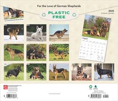 2025 BrownTrout For the Love of German Shepherds 7 x 12 Monthly  Wall Calendar (9781975473037)
