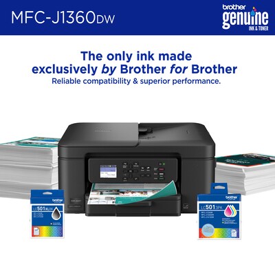 Brother Work Smart MFC-J1360DW Wireless Color All-In-One Inkjet Printer, Best for Home Office, Ink Subscription Service Included