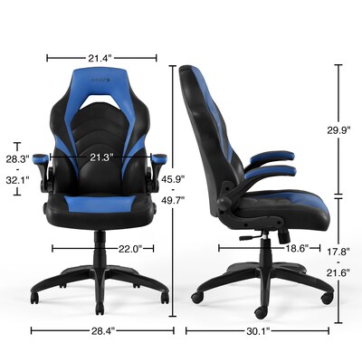 Quill Brand® Luxura Faux Leather Racing Gaming Chair, Black and Blue (51464-CC)