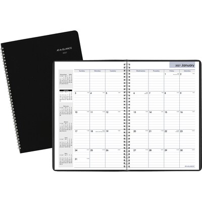 2027 AT-A-GLANCE DayMinder 8 x 12 Monthly Planner, Faux Leather Cover, Black (G470-00-27)