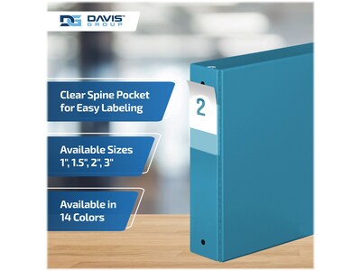Davis Group Premium Economy 2" 3-Ring Non-View Binders, Turquoise Blue, 6/Pack (2313-52-06)