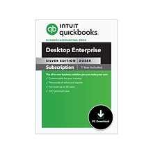 QuickBooks Desktop Enterprise Silver 2024 for 3 Users, 1-Year Subscription, Windows, Download (51022