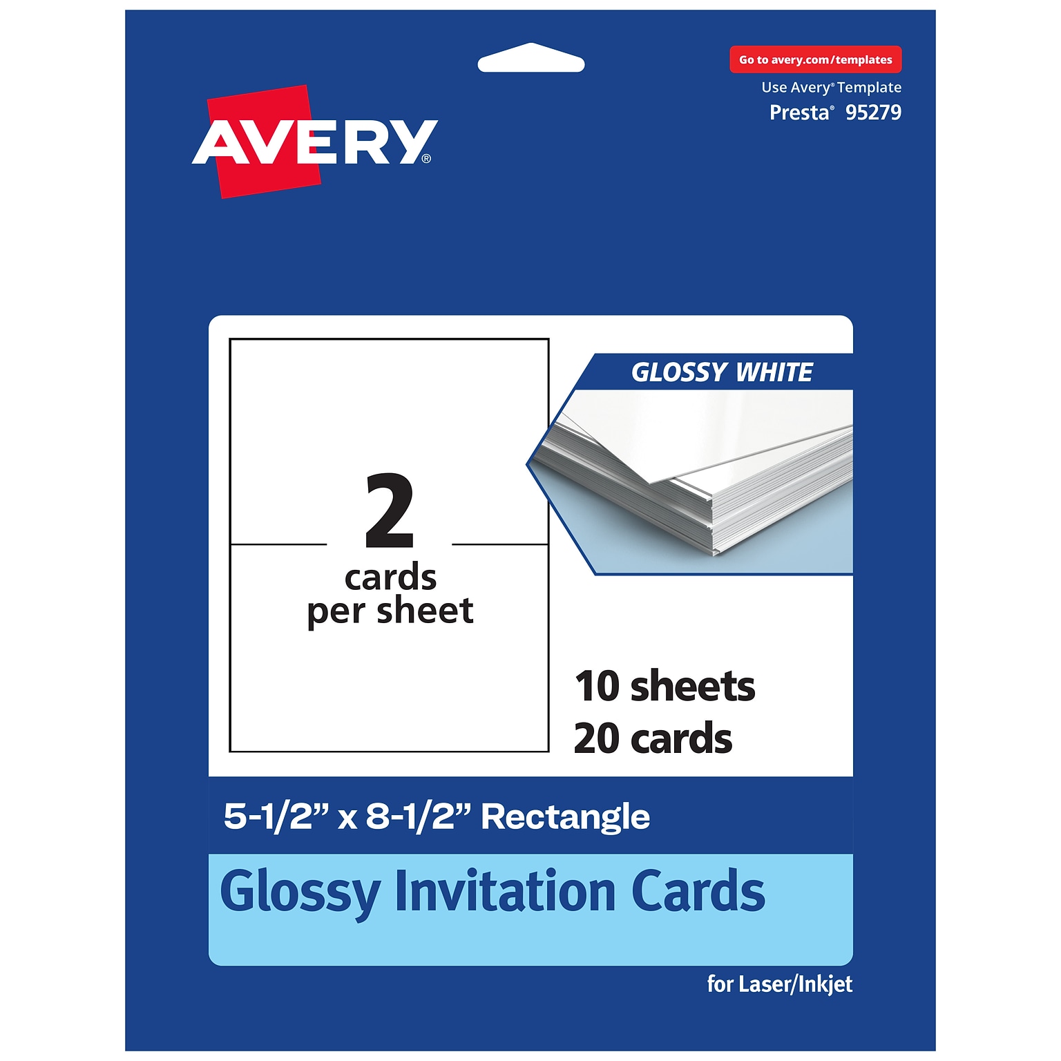 Avery Integrated Cards, 5.5 x 8.5, Glossy White, 20/Pack (95279)