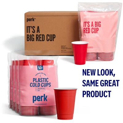 Perk™ Plastic Cold Cup, 16 Oz., Red, 500/Carton (PK54359CT)