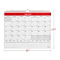 2024-2025 Staples 15" x 12" Academic Monthly Wall Calendar, Red/White  (ST54278-23)