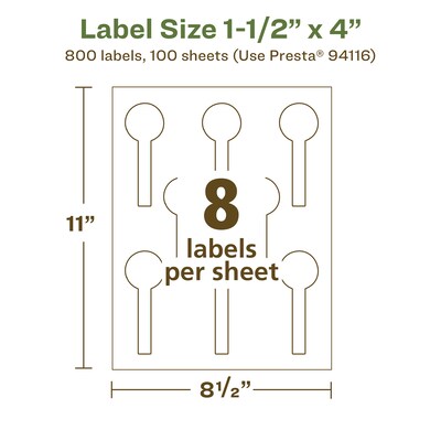 Avery EcoFriendly Laser/Inkjet Decorative Edge Multipurpose Labels, 1-1/2" x 4", White, 800/Box (94116)