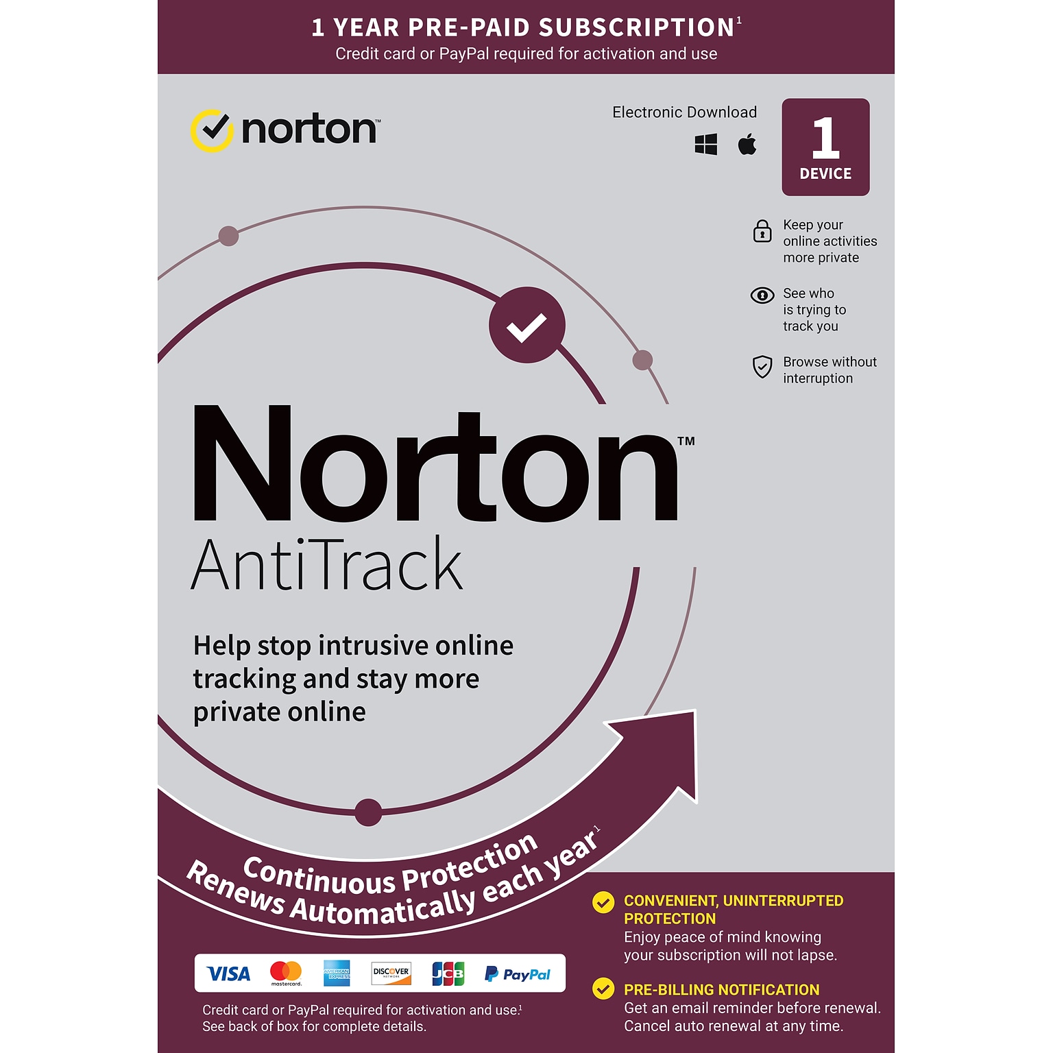 Norton AntiTrack for 1 PC, Windows, Download (21428875)