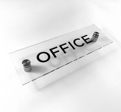 Cosco Office Indoor Wall Sign, 3" x 9", Acrylic Clear (098526)